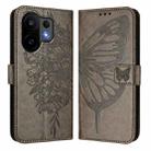 For vivo S30 Embossed Butterfly Leather Phone Case(Grey) - 2