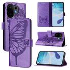 For vivo S30 Embossed Butterfly Leather Phone Case(Light Purple) - 1