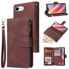 For iPhone 16e Multifunctional Multi-Card Wallet Phone Leather Case(Coffee) - 1