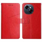 For Tecno Pop 9 4G / Spark Go 2025 4G Y-shaped Pattern Flip Leather Phone Case(Red) - 1