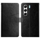 For Tecno Camon 40 Pro 4G Y-shaped Pattern Flip Leather Phone Case(Black) - 1