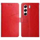 For Tecno Camon 40 Pro 4G Y-shaped Pattern Flip Leather Phone Case(Red) - 1