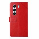 For Tecno Camon 40 Pro 4G Y-shaped Pattern Flip Leather Phone Case(Red) - 3
