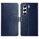 For Tecno Camon 40 Pro 4G Y-shaped Pattern Flip Leather Phone Case(Blue) - 1
