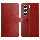 For Tecno Camon 40 Pro 4G Y-shaped Pattern Flip Leather Phone Case(Brown) - 1