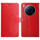 For Tecno Camon 40 Premier Y-shaped Pattern Flip Leather Phone Case(Red) - 1