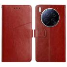 For Tecno Camon 40 Premier Y-shaped Pattern Flip Leather Phone Case(Brown) - 1