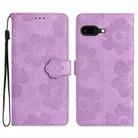 For Google Pixel 9a Flower Embossing Pattern Leather Phone Case(Purple) - 1