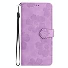 For Google Pixel 9a Flower Embossing Pattern Leather Phone Case(Purple) - 2