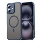 For iPhone 16 Fan Dun Series TPU Hybrid PC Frosted Magsafe Phone Case(Blue) - 1