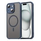 For iPhone 15 Fan Dun Series TPU Hybrid PC Frosted Magsafe Phone Case(Blue) - 1