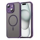 For iPhone 15 Fan Dun Series TPU Hybrid PC Frosted Magsafe Phone Case(Purple) - 1