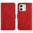 For Infinix Hot 50i 4G Skin Feel Butterfly Embossed Flip Leather Phone Case(Red) - 1
