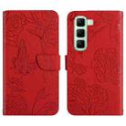 For Infinix Hot 50 Pro+ 4G Skin Feel Butterfly Embossed Flip Leather Phone Case(Red) - 1
