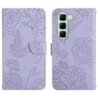 For Infinix Hot 50 5G Skin Feel Butterfly Embossed Flip Leather Phone Case(Purple) - 1