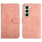 For Infinix Hot 50 5G Skin Feel Butterfly Embossed Flip Leather Phone Case(Pink) - 1