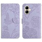 For Infinix Smart 10 4G / Tecno Pop 10 Skin Feel Butterfly Embossed Flip Leather Phone Case(Purple) - 1