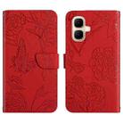 For Infinix Smart 10 4G / Tecno Pop 10 Skin Feel Butterfly Embossed Flip Leather Phone Case(Red) - 1