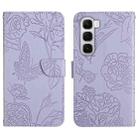 For Infinix Hot 60 4G / 60i 4G Skin Feel Butterfly Embossed Flip Leather Phone Case(Purple) - 1