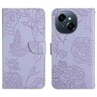For Tecno Pop 9 4G / Spark Go 2025 4G Skin Feel Butterfly Embossed Flip Leather Phone Case(Purple) - 1