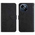 For Tecno Pop 9 4G / Spark Go 2025 4G Skin Feel Butterfly Embossed Flip Leather Phone Case(Black) - 1