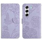 For Tecno Camon 40 Pro 5G Skin Feel Butterfly Embossed Flip Leather Phone Case(Purple) - 1