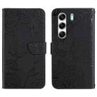For Tecno Camon 40 4G Skin Feel Butterfly Embossed Flip Leather Phone Case(Black) - 1