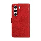 For Tecno Camon 40 4G Skin Feel Butterfly Embossed Flip Leather Phone Case(Red) - 3