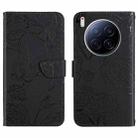 For Tecno Camon 40 Premier Skin Feel Butterfly Embossed Flip Leather Phone Case(Black) - 1