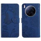 For Tecno Camon 40 Premier Skin Feel Butterfly Embossed Flip Leather Phone Case(Blue) - 1