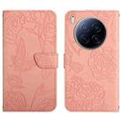 For Tecno Camon 40 Premier Skin Feel Butterfly Embossed Flip Leather Phone Case(Pink) - 1