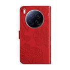 For Tecno Camon 40 Premier Skin Feel Butterfly Embossed Flip Leather Phone Case(Red) - 3