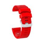 For Garmin Forerunner 245 Stripes Silver Buckle Silicone Watch Band(Red) - 1
