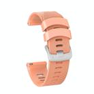 For Garmin Forerunner 245 Stripes Silver Buckle Silicone Watch Band(Flesh Pink) - 1