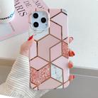 For iPhone 12 / 12 Pro Plating Splicing Pattern Soft TPU Protective Case(Pink Lattice) - 2