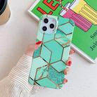 For iPhone 12 / 12 Pro Plating Splicing Pattern Soft TPU Protective Case(Green Lattice) - 1