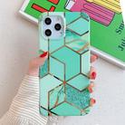 For iPhone 12 / 12 Pro Plating Splicing Pattern Soft TPU Protective Case(Green Lattice) - 2