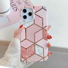 For iPhone 12 Pro Max Plating Splicing Pattern Soft TPU Protective Case(Pink Lattice) - 2