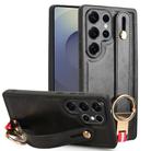 For Samsung Galaxy S25 Ultra 5G Wristband Leather Back Phone Case(Black) - 1