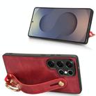 For Samsung Galaxy S25 Ultra 5G Wristband Leather Back Phone Case(Red) - 3