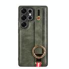 For Samsung Galaxy S25 Ultra 5G Wristband Leather Back Phone Case(Green) - 2