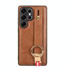 For Samsung Galaxy S25 Ultra 5G Wristband Leather Back Phone Case(Brown) - 2