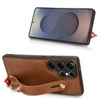 For Samsung Galaxy S25 Ultra 5G Wristband Leather Back Phone Case(Brown) - 3