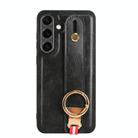 For Samsung Galaxy S25 5G Wristband Leather Back Phone Case(Black) - 2