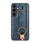 For Samsung Galaxy S25 5G Wristband Leather Back Phone Case(Blue) - 2