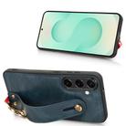 For Samsung Galaxy S25 5G Wristband Leather Back Phone Case(Blue) - 3