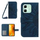 For Infinix Hot 50i 4G Skin Feel Sun Flower Embossed Flip Leather Phone Case with Lanyard(Inky Blue) - 1