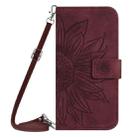 For Infinix Hot 50 Pro+ 4G Skin Feel Sun Flower Embossed Flip Leather Phone Case with Lanyard(Wine Red) - 2