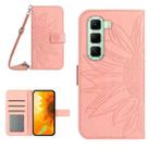 For Infinix Hot 50 4G Skin Feel Sun Flower Embossed Flip Leather Phone Case with Lanyard(Pink) - 1