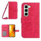 For Infinix Hot 50 5G Skin Feel Sun Flower Embossed Flip Leather Phone Case with Lanyard(Rose Red) - 1